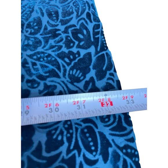 Adrienne Vittadini M Teal Blue Velvet Burnout Floral Long Bell Sleeve Dress - Picture 8 of 12